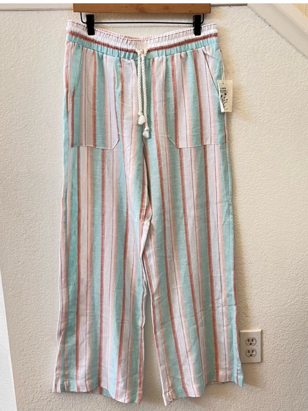 Indigo Rein Linen Blend Beachcomber Wide-Leg Pants size L